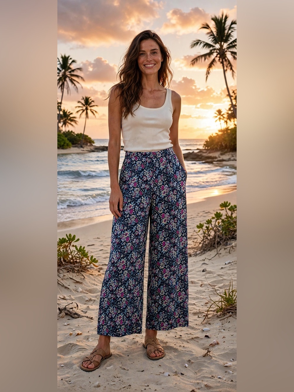 Christina Navy Wide-Leg Boho Palooza Pants with built in shorts Size XL